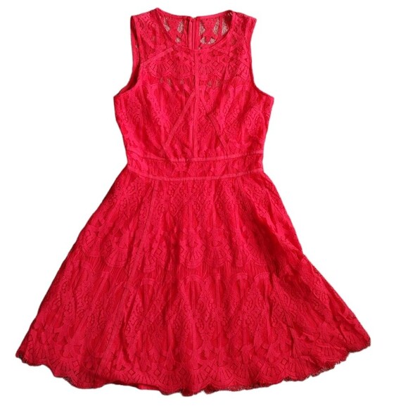 Adelyn Rae red lace sleeveless mini dress fit & flare size Small - Picture 2 of 9